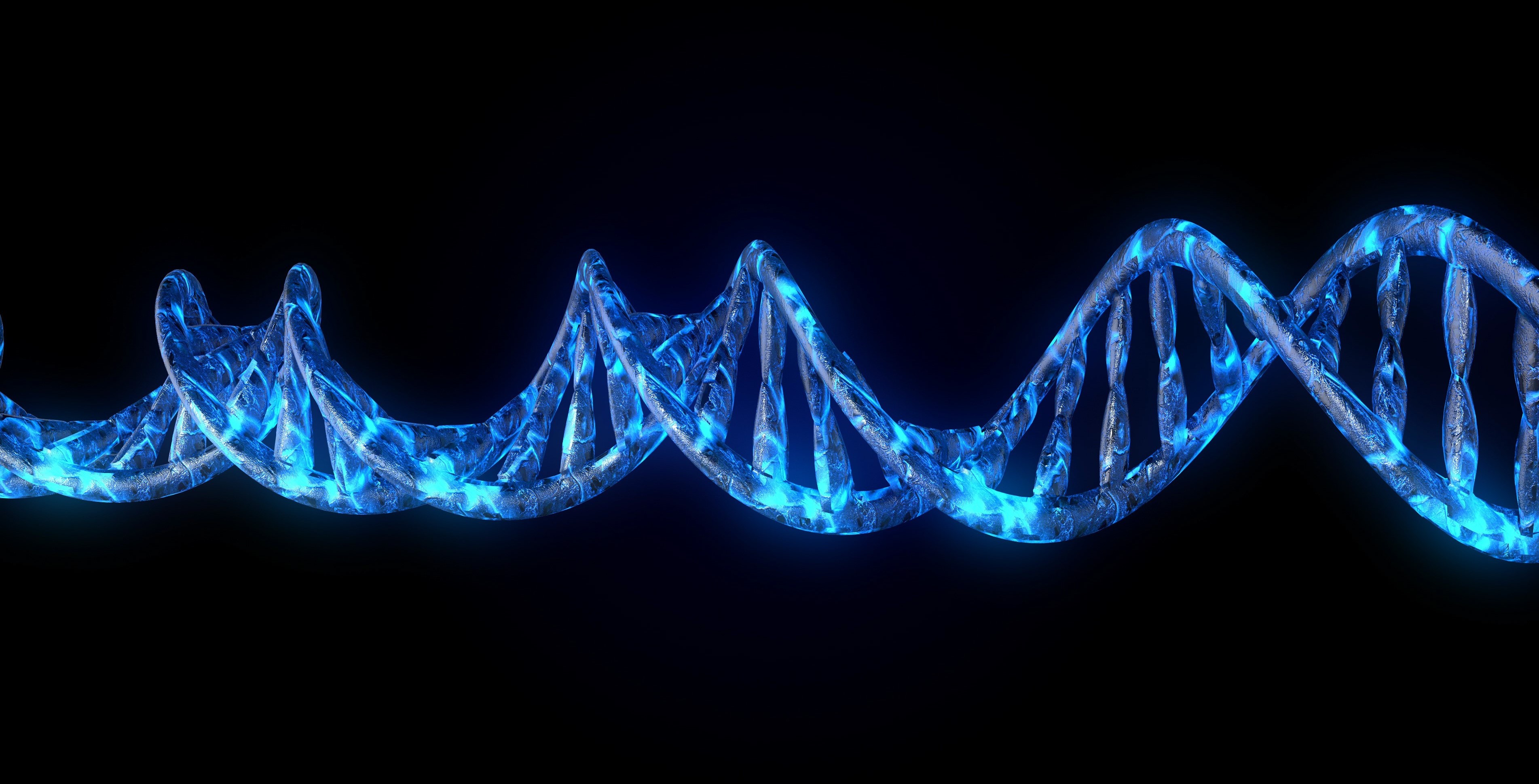 DNA code. Abstract 3d polygonal wireframe DNA molecule helix spiral ...